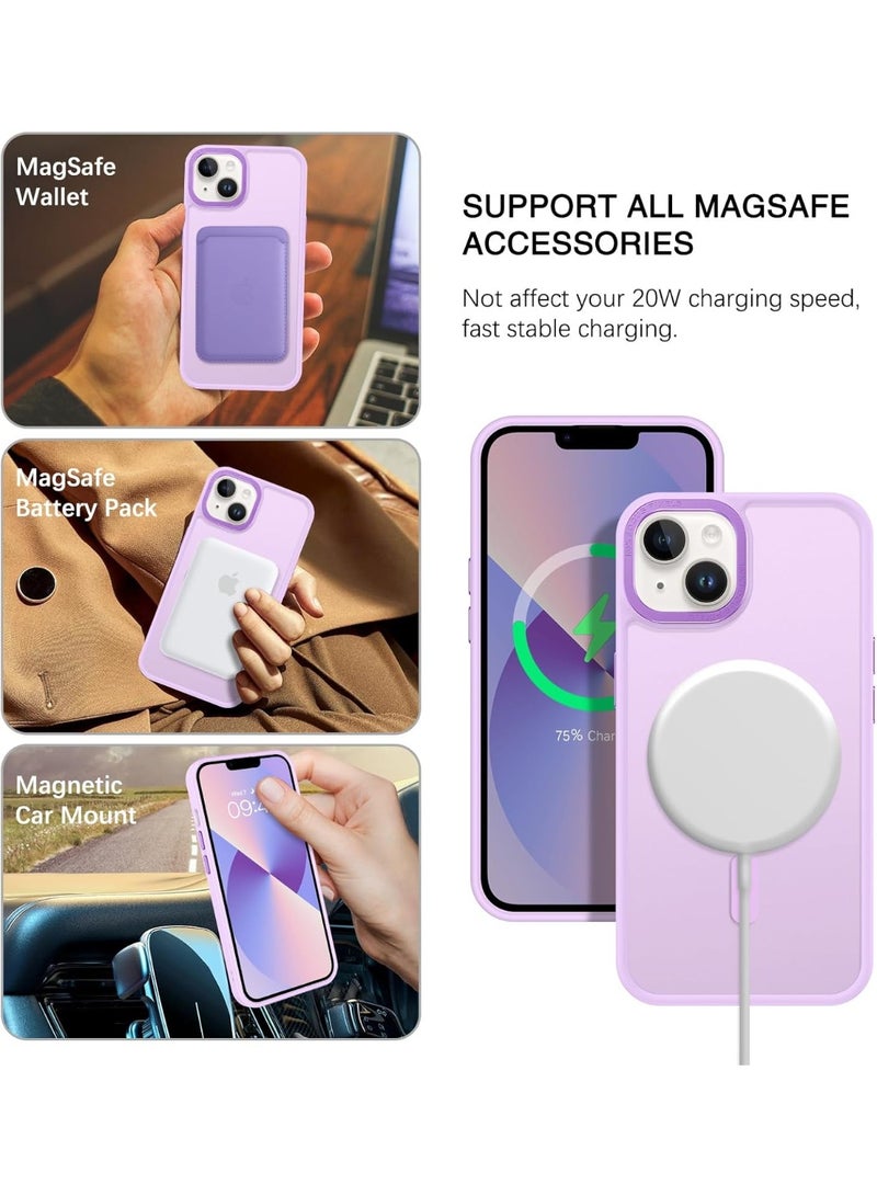 ACLIX Matte Magnetic case for iPhone 13 and iPhone 14, High Grade Drop Protection with Shockproof Strip, Translucent Matte Back Phone Case | Light Purple - Image 2